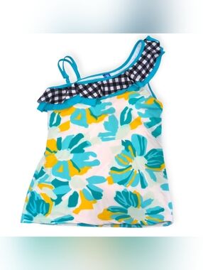 Lime Ricki swim Set Blue Ruffle Top Medium